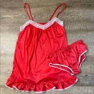 Vintage Jennifer Dale Red Slip & Panty Set Size 13
